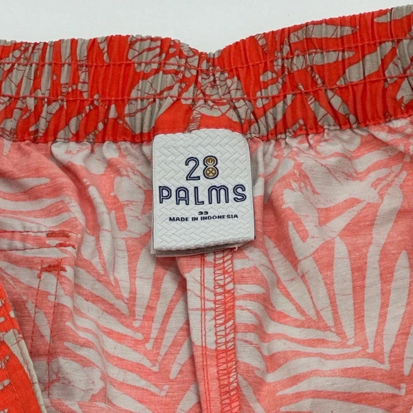 28 Palms Men's Hawaiian Tropical Print 33” Waist Orange Board Shorts Drawstring - Picture 2 of 5
